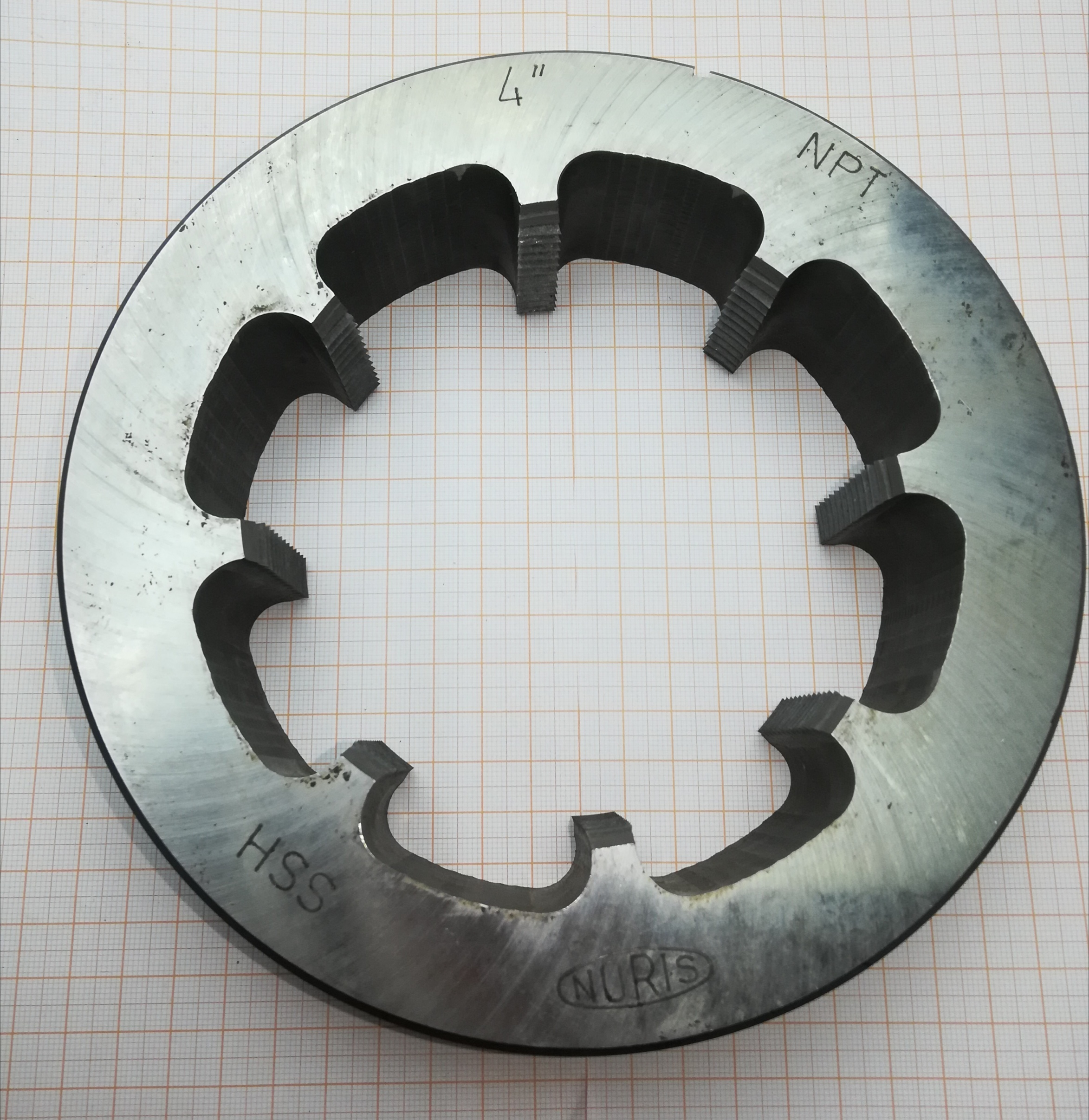 Плашка коническая трубная NPT 4" HSS 60° (8 ниток)