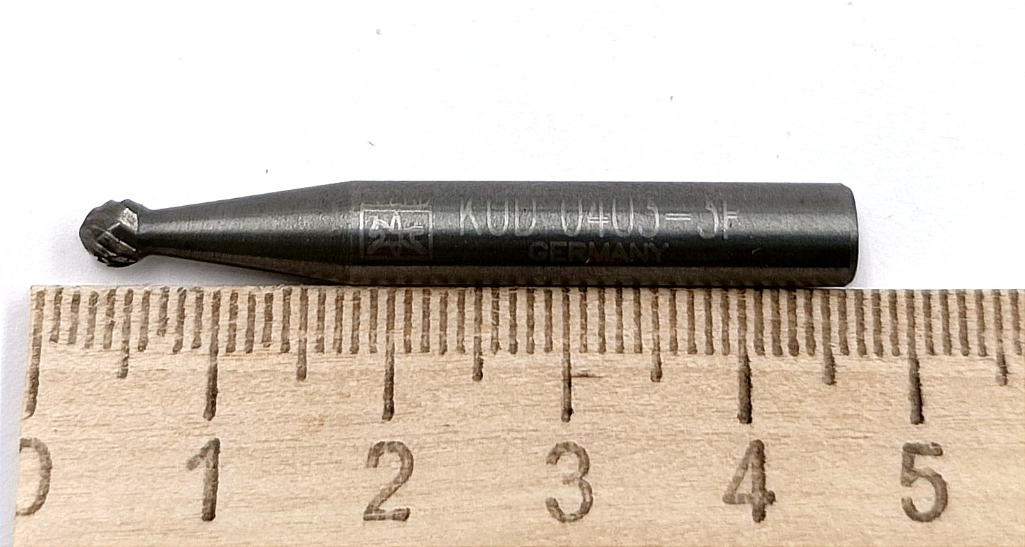 Борфреза сферическая твердосплавная ц/х KUD 040-3F d4,0