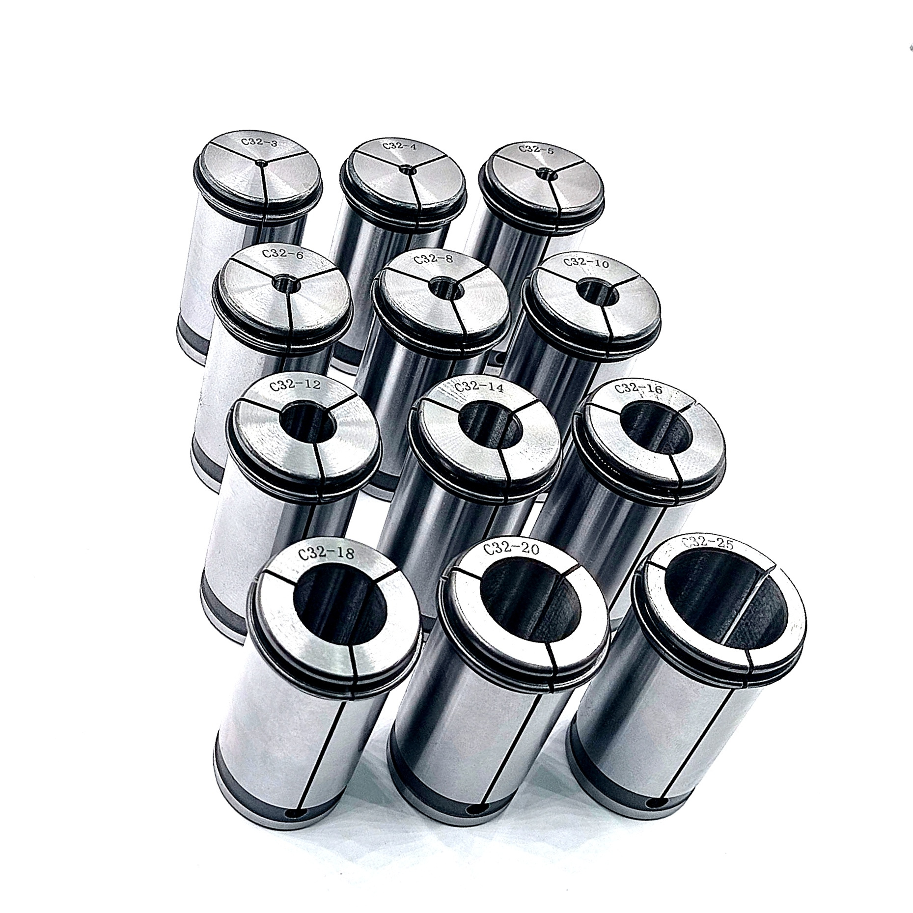 Цанги SC32 комплект из 12 штук (d3, d4, d5, d6, d8, d10, d12, d14, d16, d18, d20, d25)