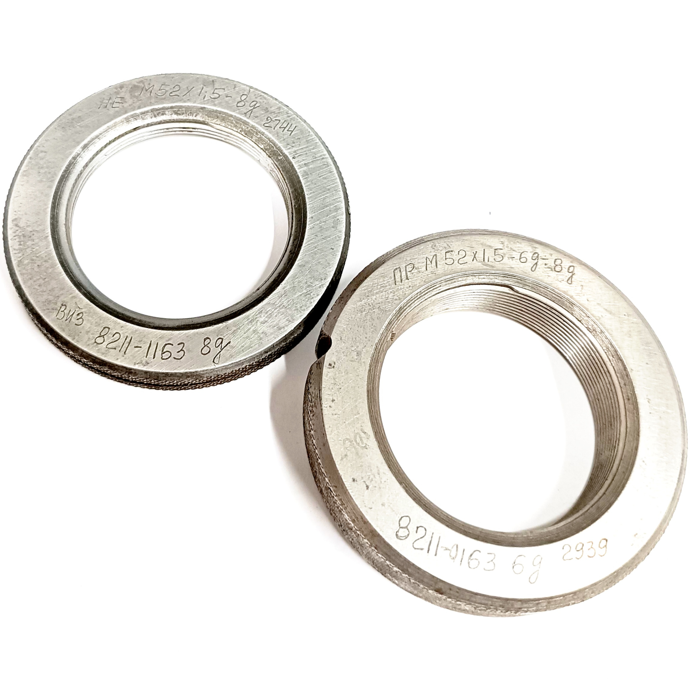 Калибр-кольцо резьбовое М52х1,5 (ПР 6g 8g НЕ 8g) (8211-0163/8211-1163)