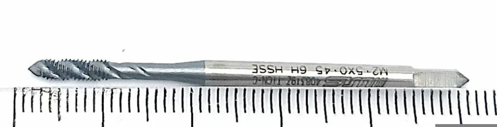 Метчик винтовой для глухих отверстий м2,5х(0,45) hsse