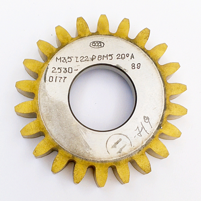Долбяк 2530-0177 дисковый прямозубый м3,5 20° Кл-А Z=22 Р6М5 ГОСТ 9323-79