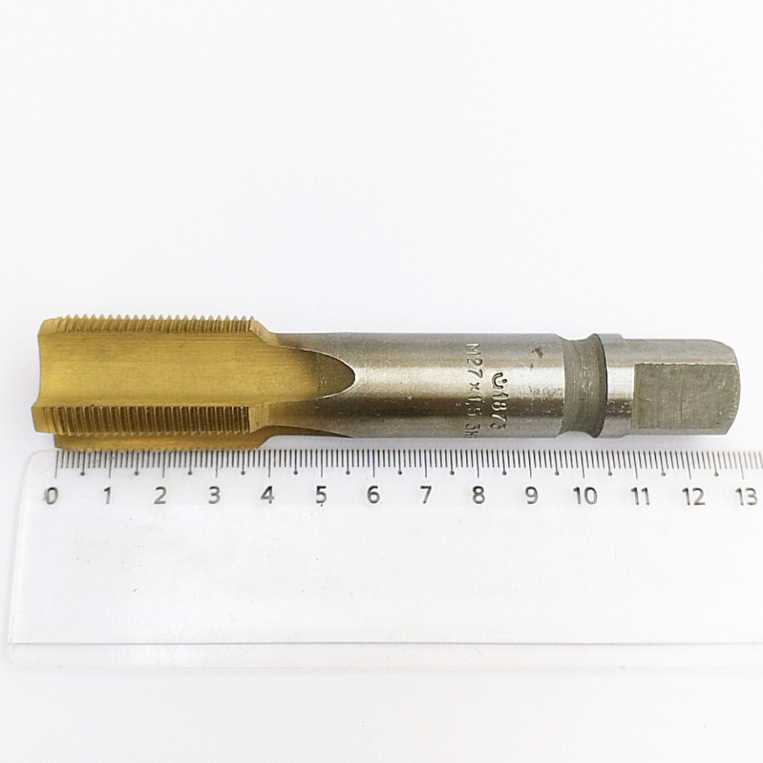 Метчик 2620-1873 М27х1,5 м/р HSS TiN (однопроходный) для глухих отверстий ГОСТ 3266-81