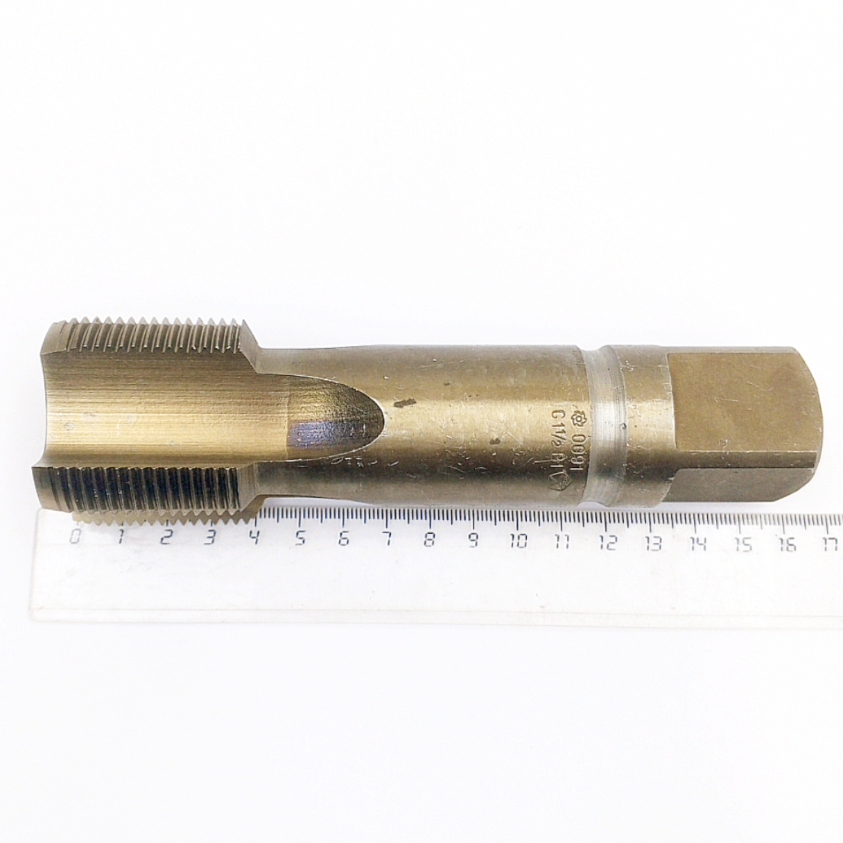 Метчик 2624-0091 трубный G1 1/2" -11ниток/дюйм 55° В1 Р6М5  Z=4 (однопроходный, машинно-ручной, глухой, исп-2) ГОСТ 3266-81