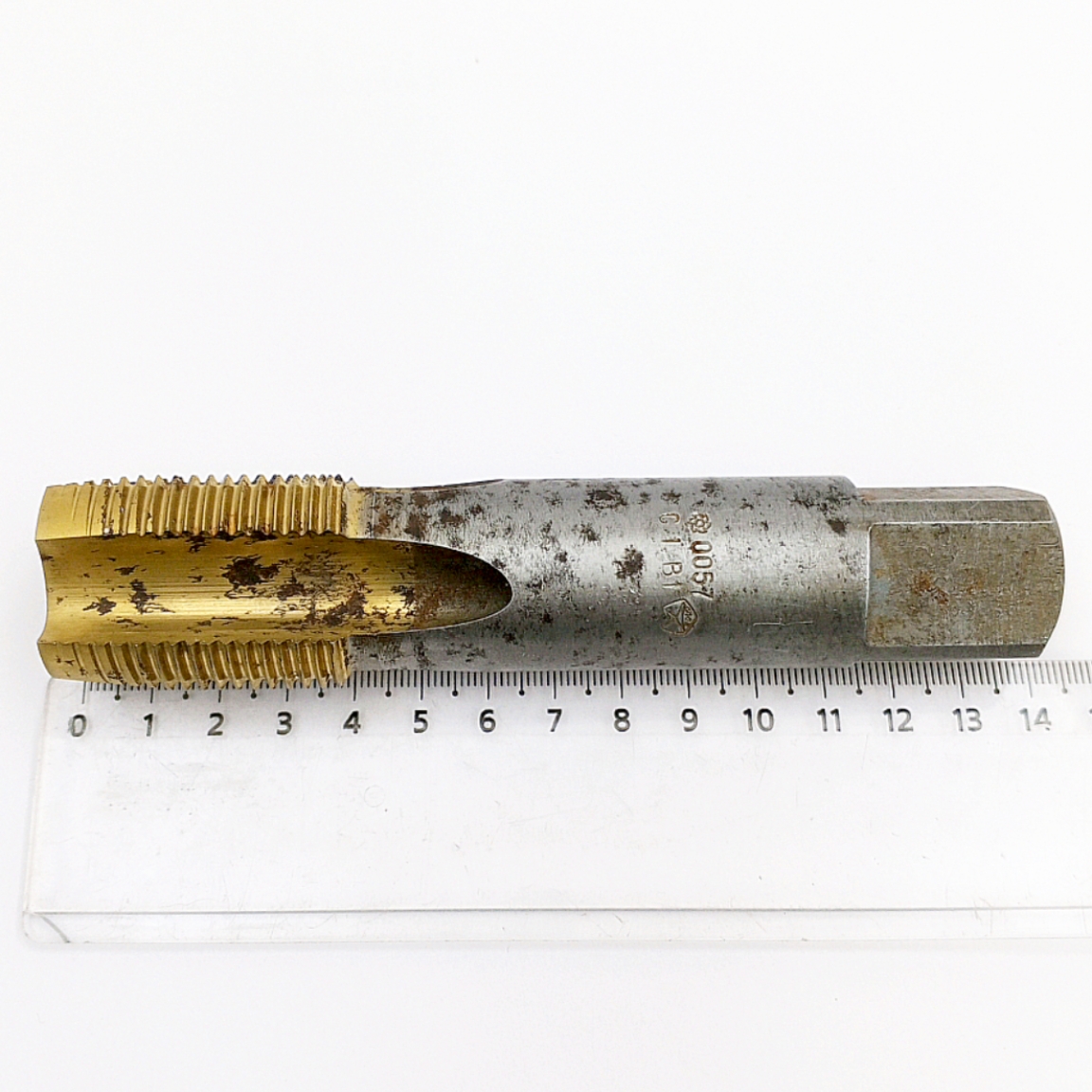 Метчик 2625-0057 трубный цилиндрический G 1" В1 Р6М5 TiN (ручной, однопроходный) для сквозных отверстий ГОСТ 3266-81