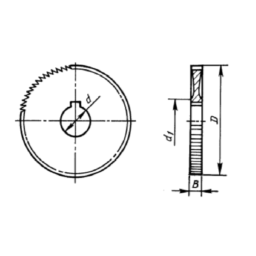 Фреза дисковая 2254-1272 отрезная/прорезная 125х2,5 z-48 Р6М5 (Тип2, посадка-22мм, шпон паз-6мм, ступица-d50мм) ГОСТ 2679-93