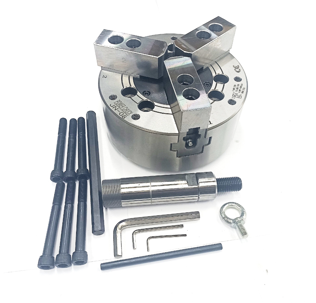 Гидравлический токарный патрон 3-х кулачковый JN-08 (210мм) с фланцем типа А для станка с чпу