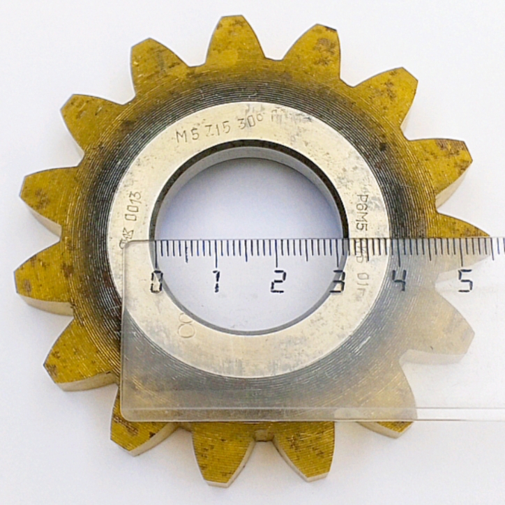Долбяк дисковый прямозубый 2540-0013 м5,0 30° Z=15 кл-А Р6М5 (делительный диаметр 75мм) ГОСТ 6762-79