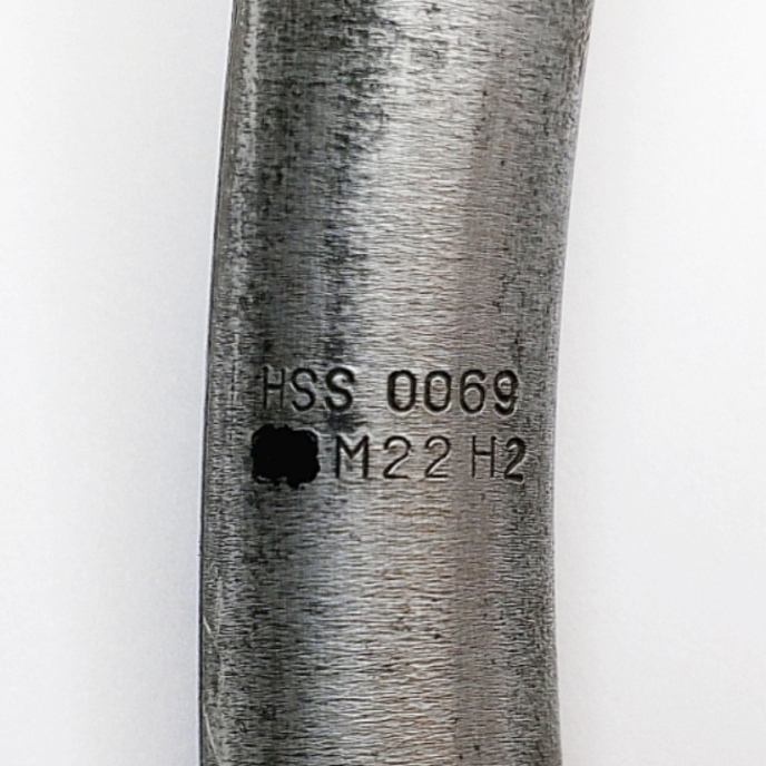 Метчик 2642-0069 гаечный М22х2,5 H2 HSS (L-340мм, изогнутый, Г-образный хвостовик) ГОСТ 6951-71