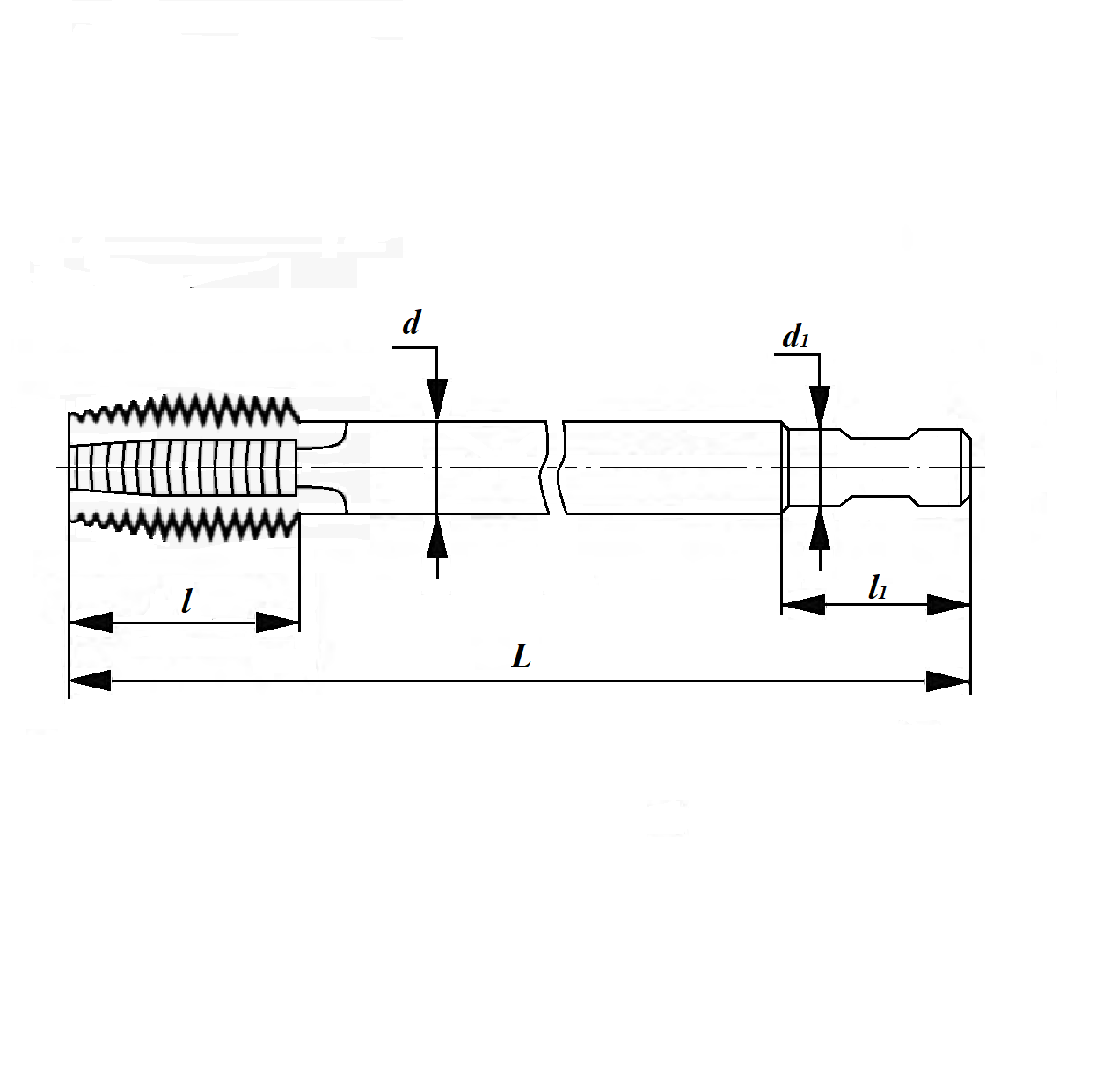 Метчик 2640-0261 гаечный М22х2,5 Р6М5 Н3 VAP(L-220мм, хвостовик прямой с 2мя лысками) ГОСТ 1604-71