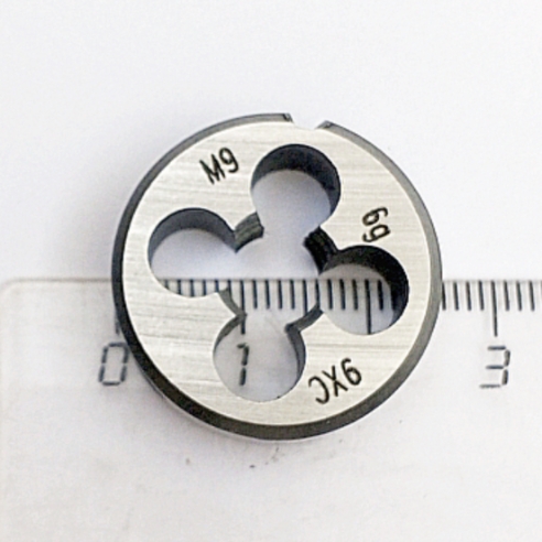 Плашка 2650-1653 М9,0х1,25 6g 9ХС (D25мм, L9мм) ГОСТ 9740-71