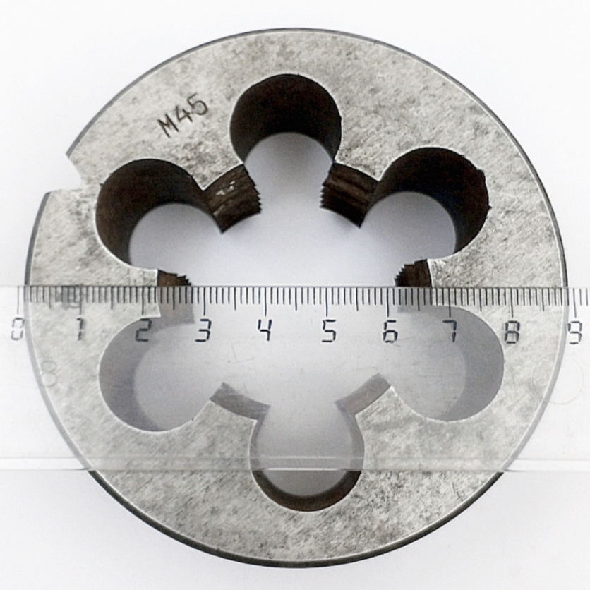 Плашка М45х4,5мм (d90мм, h36мм, 6 стружечных отв.) ГОСТ 9740-71