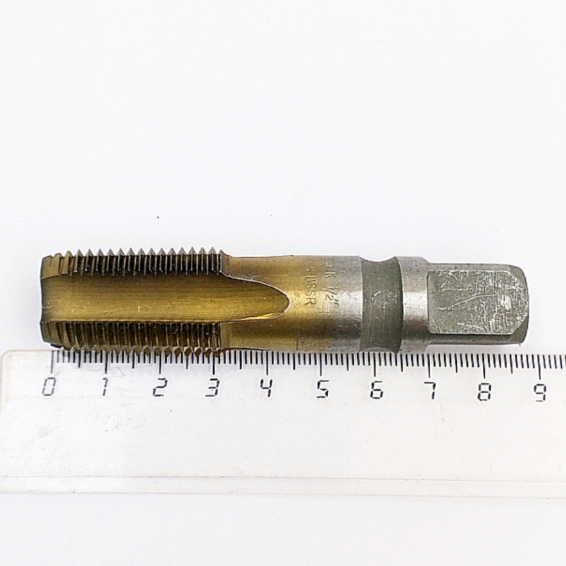 Метчик 2680-0008 конический дюймовый K 1/2"-14 HSS 60° TiN (машинно-ручной) ГОСТ 6227-80