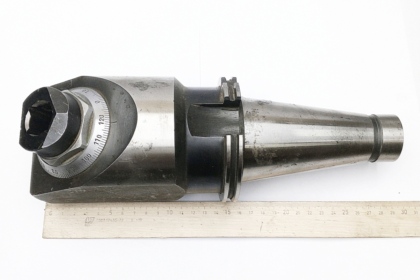 Оправка ИСО50/ISO50 расточная L160мм с микром. подачей (D 100мм, 120-150мм. под резец 20х20мм) (191.421.258 СССР) SK50