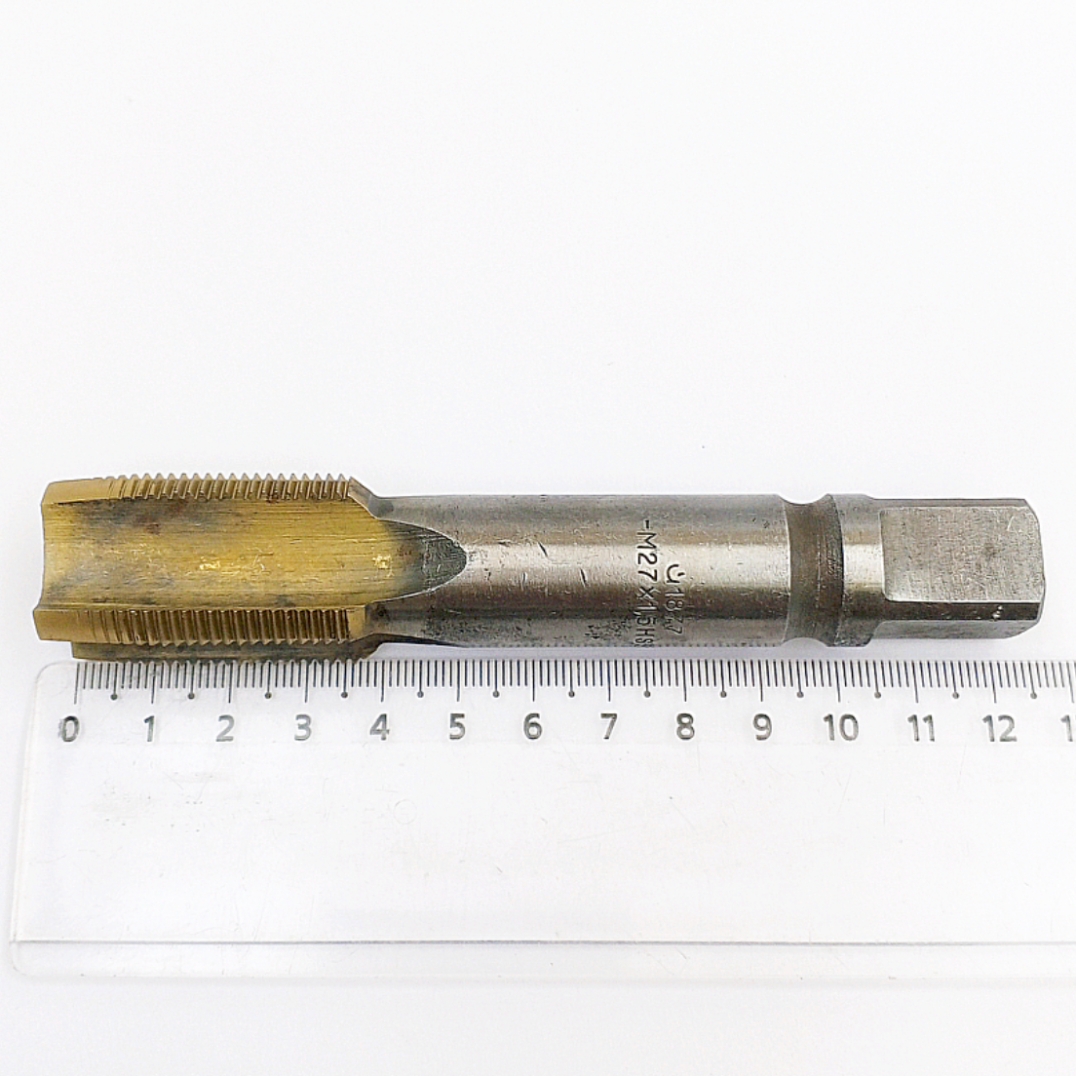 Метчик 2620-1877 м/р  М27х1,5 H1 HSS TiN (черновой, №1) для сквозных отверстий ГОСТ 3266-81