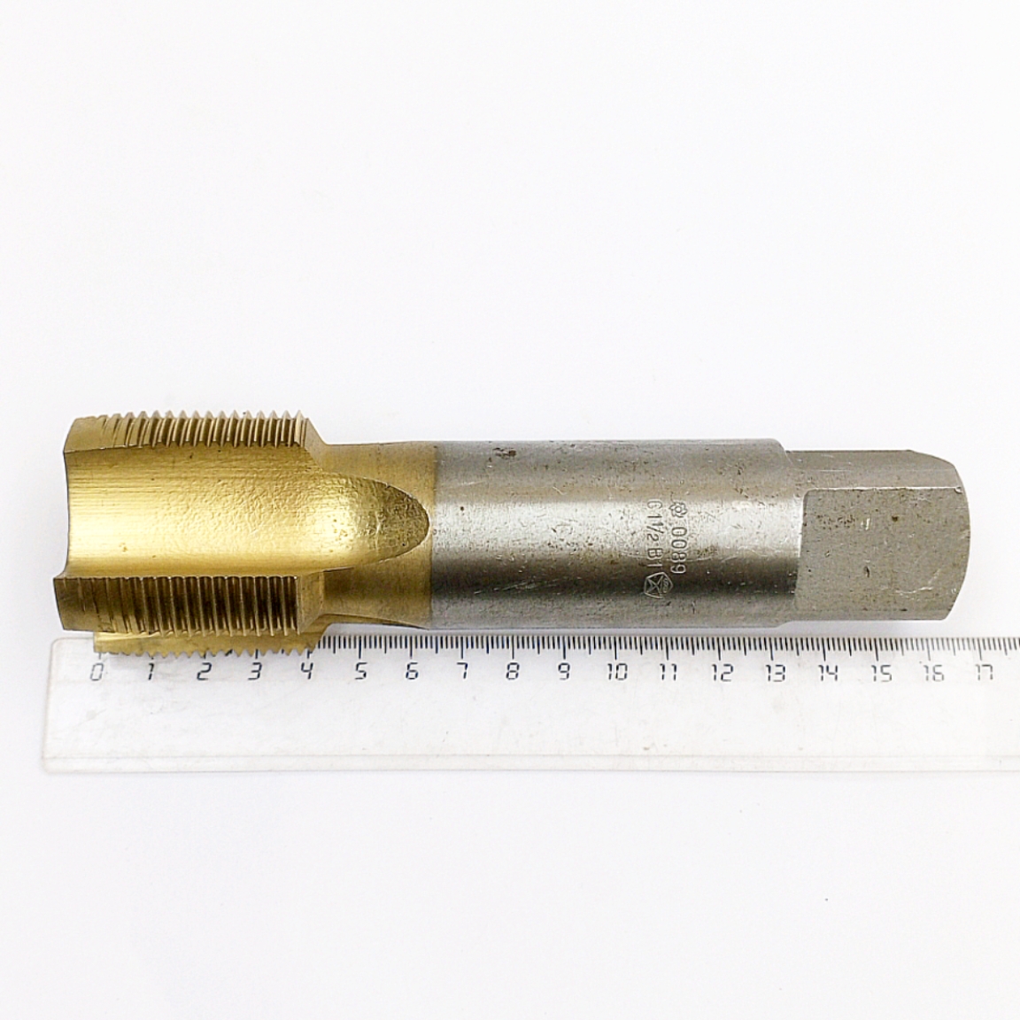 Метчик 2625-0089 трубный G1 1/2" -11ниток/дюйм 55° В1 Р6М5 TiN Z=4 (однопроходный, машинно-ручной, сквозной, исп-1) ГОСТ 3266-81