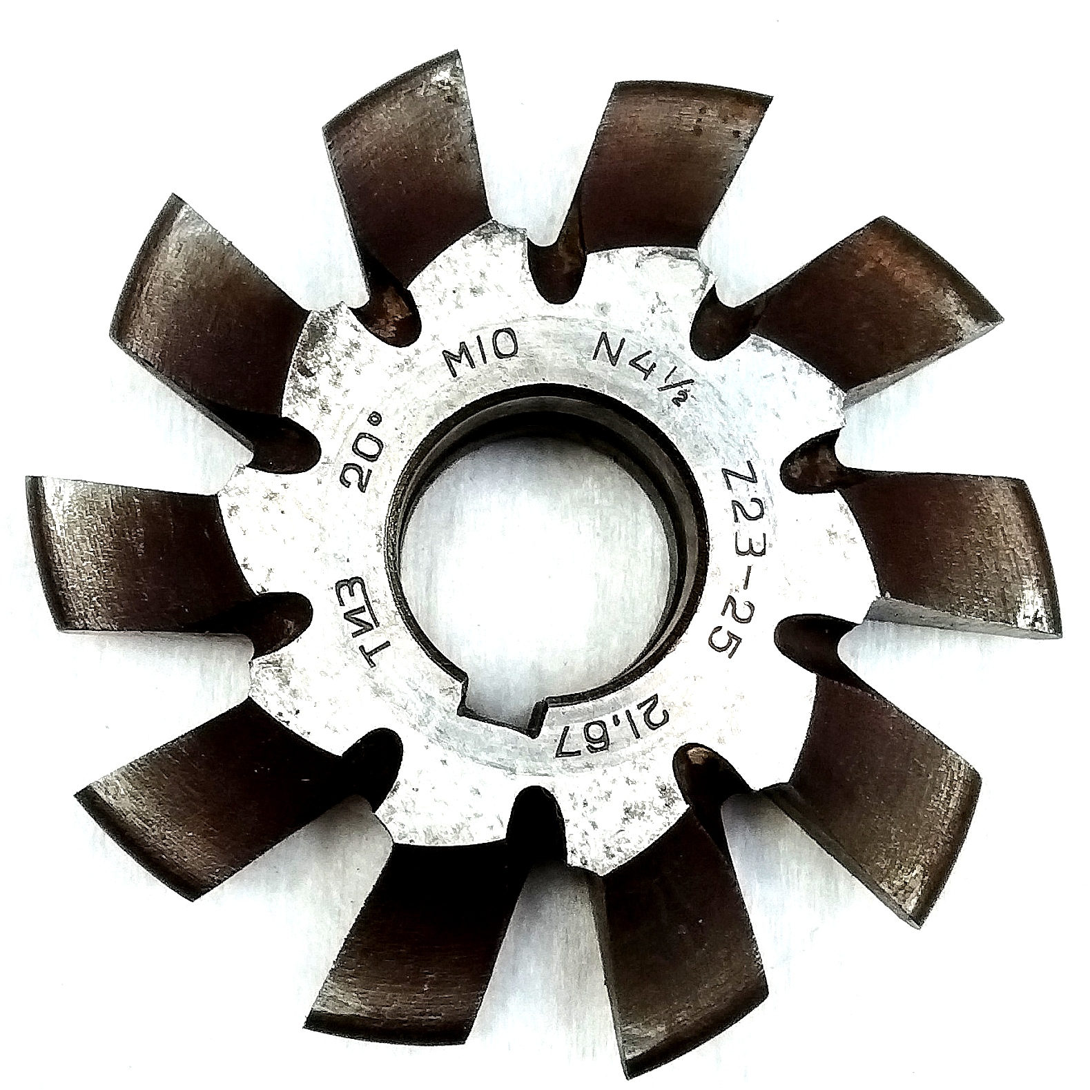 Фреза дисковая зуборезная модульная м10,0 №4½ 20° 9ХС ГОСТ 10996-64